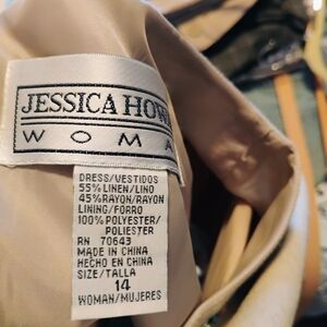 Jessica Howard Women's Linen Cream Maxi Dress With Turquoise Jewels